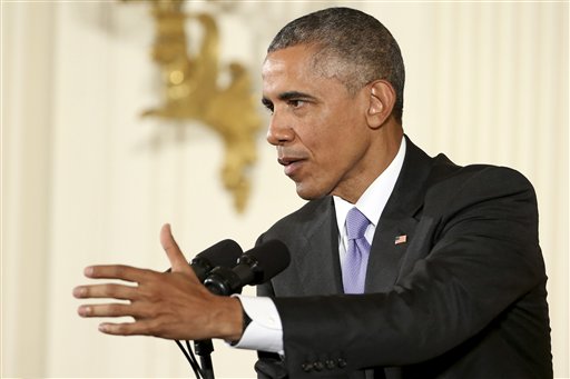 In this July 15, 2015, file photo, President Barack Obama answers a question during a news conference in the East Room of the White House in Washington. Turkeys dramatic air campaign against the Islamic State and Kurdish forces has created a bit of a conundrum for Obama, who is leading the fight against one of Turkeys targets while relying heavily on the other target.  (AP Photo/Pablo Martinez Monsivais, File)